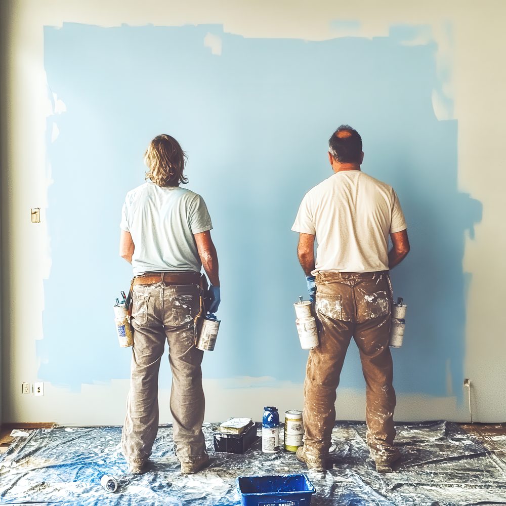 Cantiere domestico con materiali edili e strumenti organizzati per i lavori di ristrutturazione.