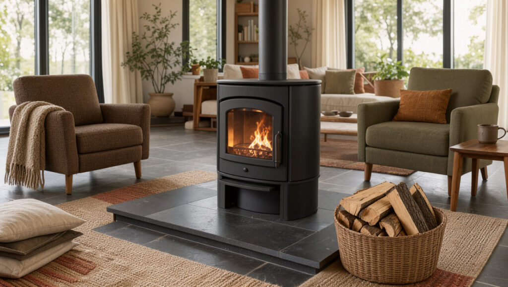 Come arredare il soggiorno intorno a una stufa a legna: idee per comfort e sicurezza